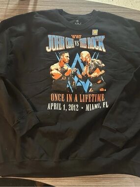 WWE Black Graphic 'John Cena vs The Rock' Once In A Lifetime VINTAGE CREW